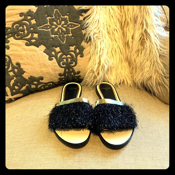 Lanvin Shoes - Lanvin tinsel fringe slides! Fabulous & affordable